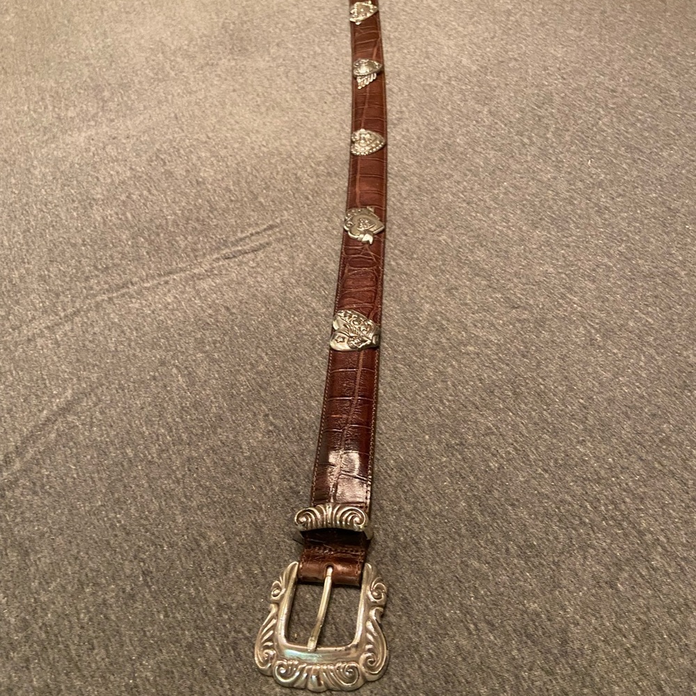 Brighton Brown Leather Belt with Silver Accents